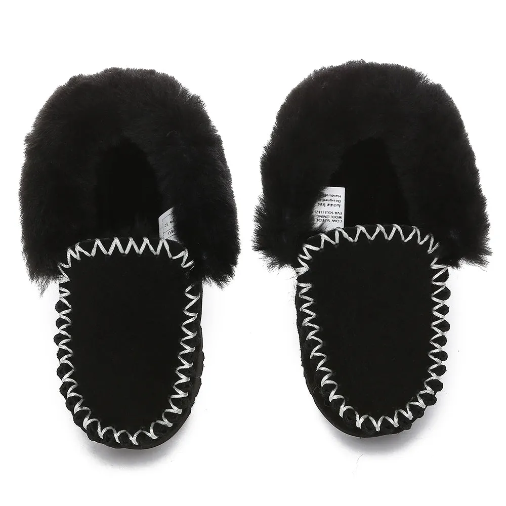 AUSTRALIAN SHEPHERD Kids Ankle Slipper Sheepskin Popo Moccasin #AS2058K