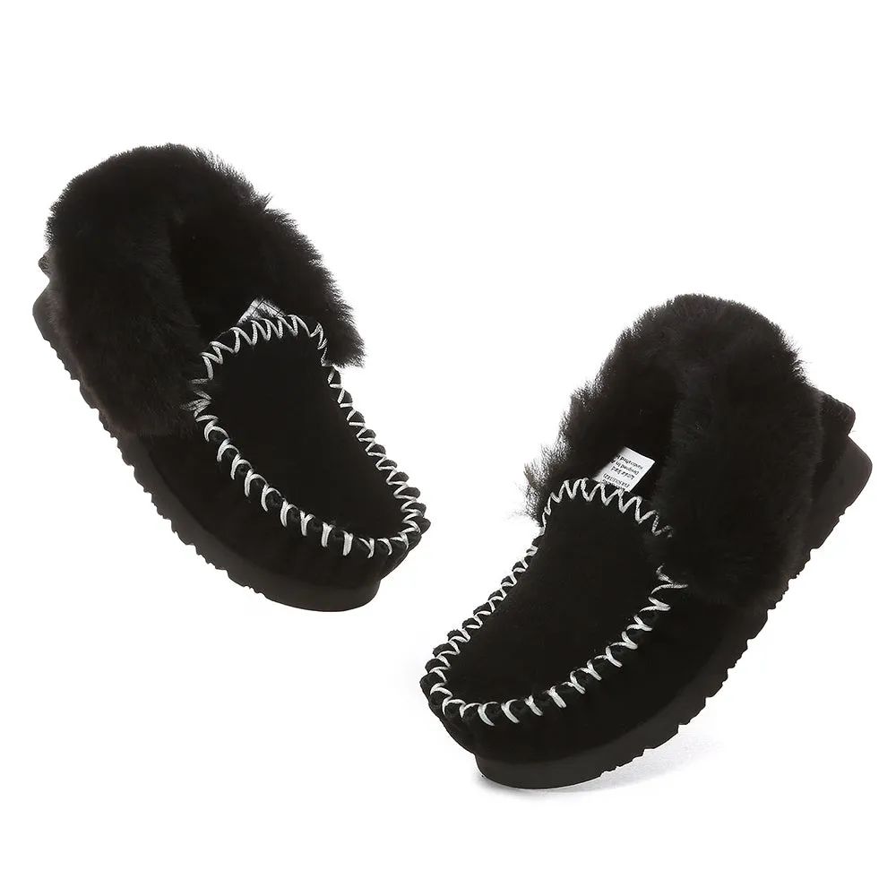 AUSTRALIAN SHEPHERD Kids Ankle Slipper Sheepskin Popo Moccasin #AS2058K