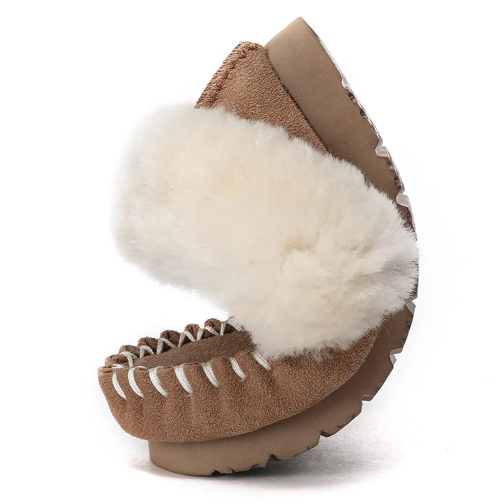 AUSTRALIAN SHEPHERD Kids Ankle Slipper Sheepskin Popo Moccasin #AS2058K