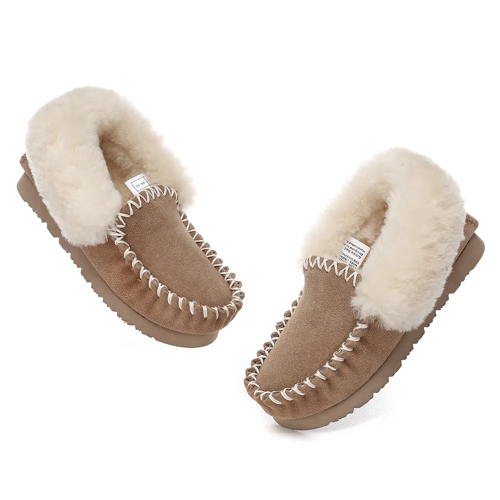 AUSTRALIAN SHEPHERD Kids Ankle Slipper Sheepskin Popo Moccasin #AS2058K