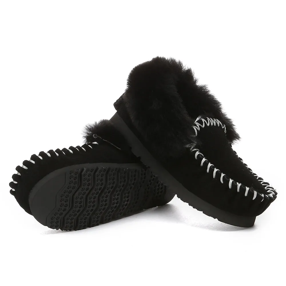 AUSTRALIAN SHEPHERD Kids Ankle Slipper Sheepskin Popo Moccasin #AS2058K