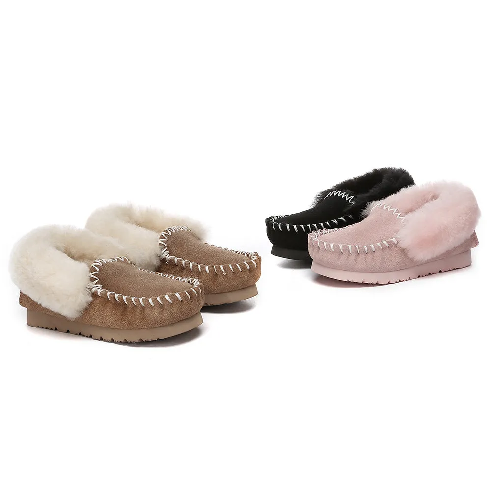 AUSTRALIAN SHEPHERD Kids Ankle Slipper Sheepskin Popo Moccasin #AS2058K