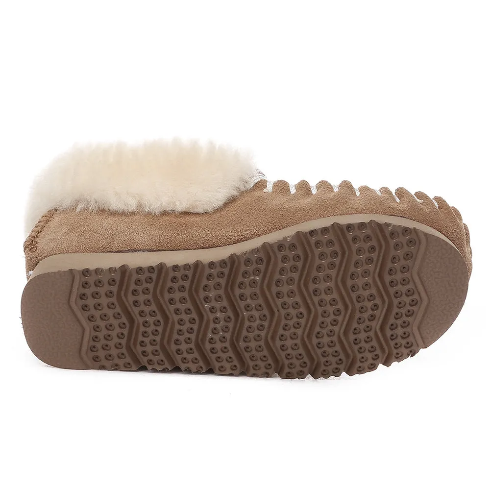 AUSTRALIAN SHEPHERD Kids Ankle Slipper Sheepskin Popo Moccasin #AS2058K