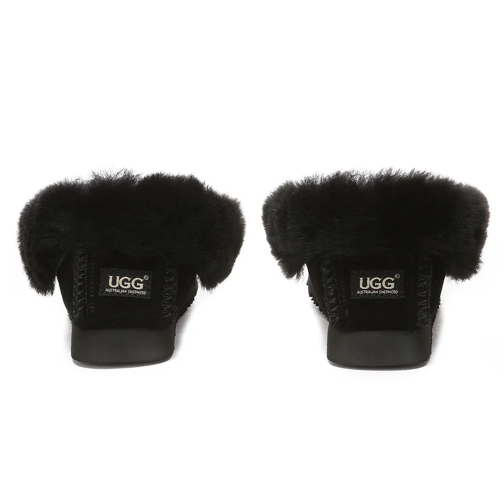 AUSTRALIAN SHEPHERD Kids Ankle Slipper Sheepskin Popo Moccasin #AS2058K