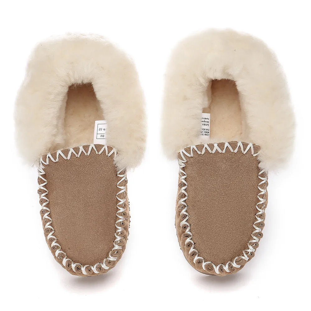 AUSTRALIAN SHEPHERD Kids Ankle Slipper Sheepskin Popo Moccasin #AS2058K