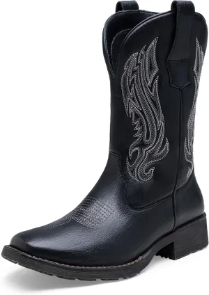Jousen Cowboy Boots for Men Embroidery Men's Western Boots Retro Square Toe Mens Boots Botas Vaqueras Para Hombre