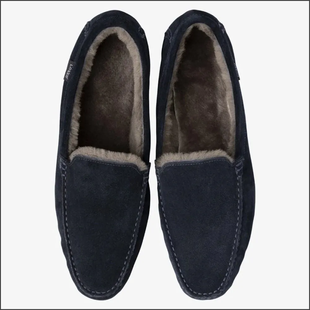 Loake Guards Navy Suede Slippers--
