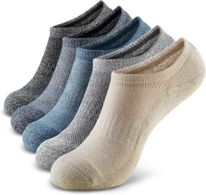 MONFOOT Men's/Women's 5 Pairs Cushion No Show Non slip Socks, Multipack