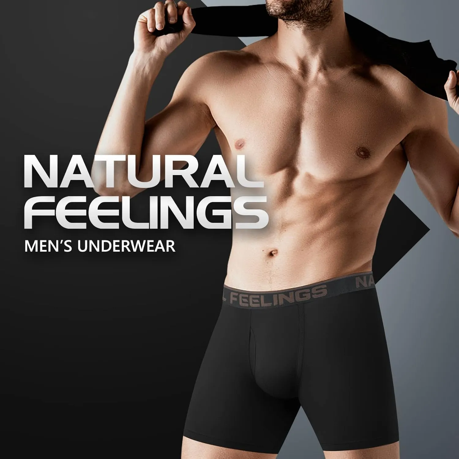 Natural Feelings Boxer Briefs Mens Underwear Men Pack of 5-6 Soft Cotton Open Fly Underwear