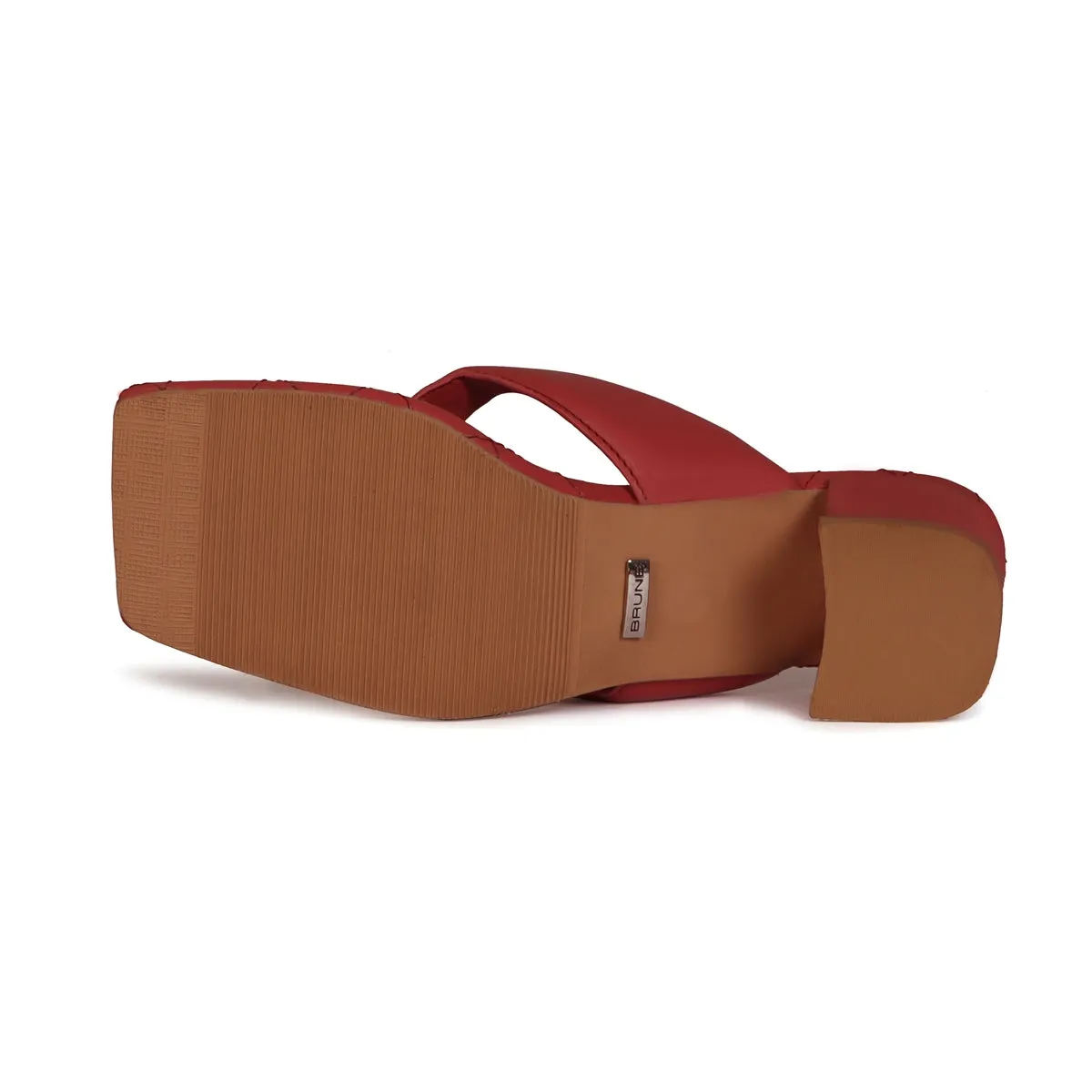 Pink V-Shaped Diamond Stitched Blocked Heel Slider Slipper For Women By Brune & Bareskin