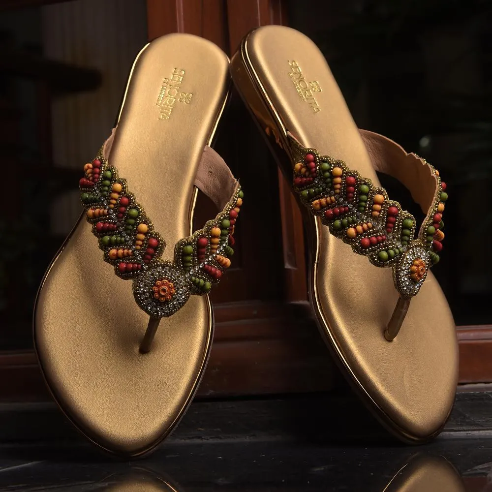 Senorita By Liberty Women STY-45 Golden Ethnic Sandal