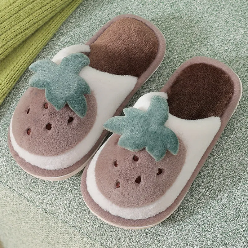 Strawberry Plush Slippers for Children