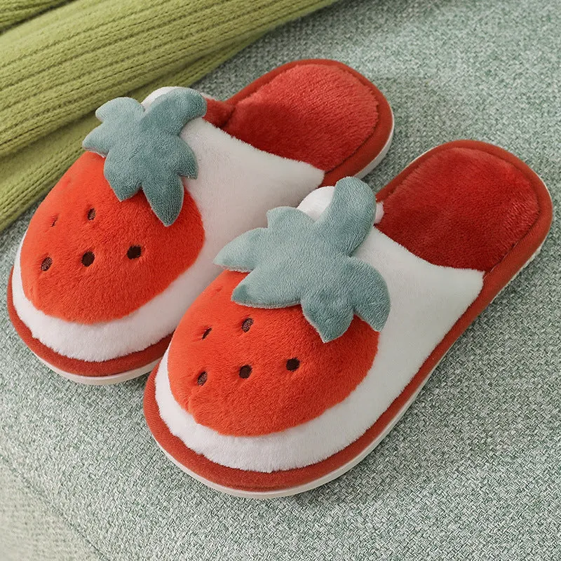 Strawberry Plush Slippers for Children