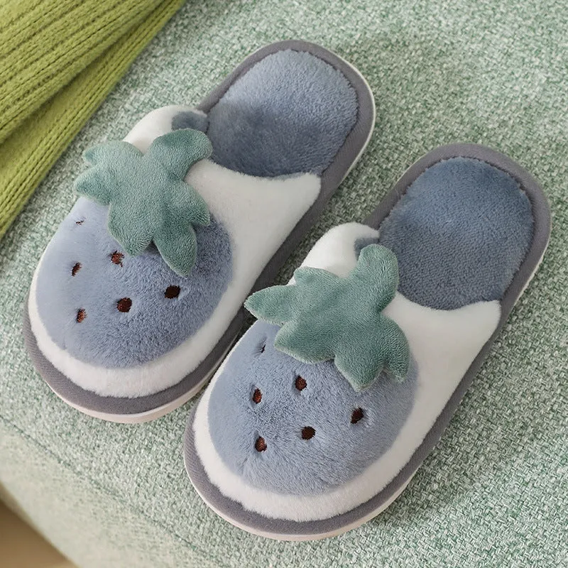 Strawberry Plush Slippers for Children