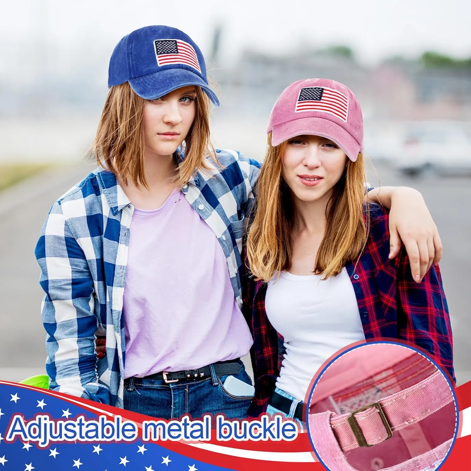 Tarpop 6 Pcs American Flag Baseball Cap Tactical USA Flag Hats Adjustable Washed Us Flag Cap for Men Women