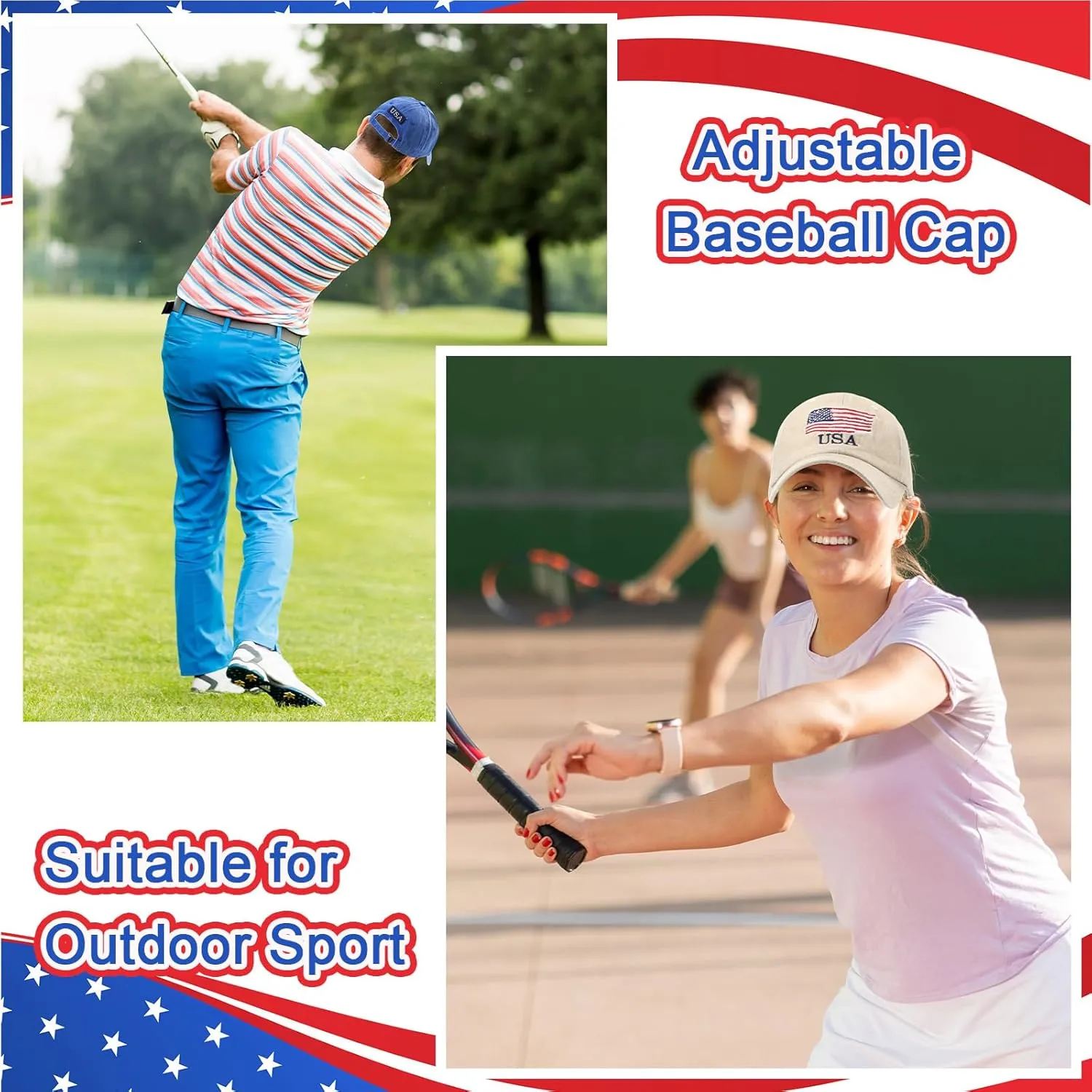 Tarpop 6 Pcs American Flag Baseball Cap Tactical USA Flag Hats Adjustable Washed Us Flag Cap for Men Women