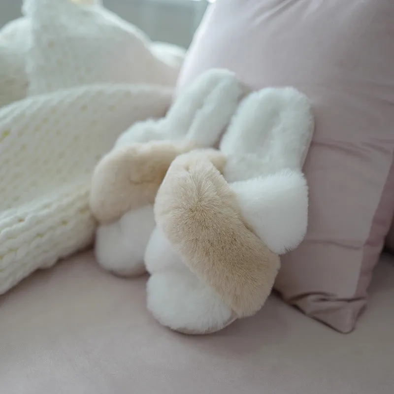 Two-Toned Furry Criss Cross Soft Bottom Slippers for Women