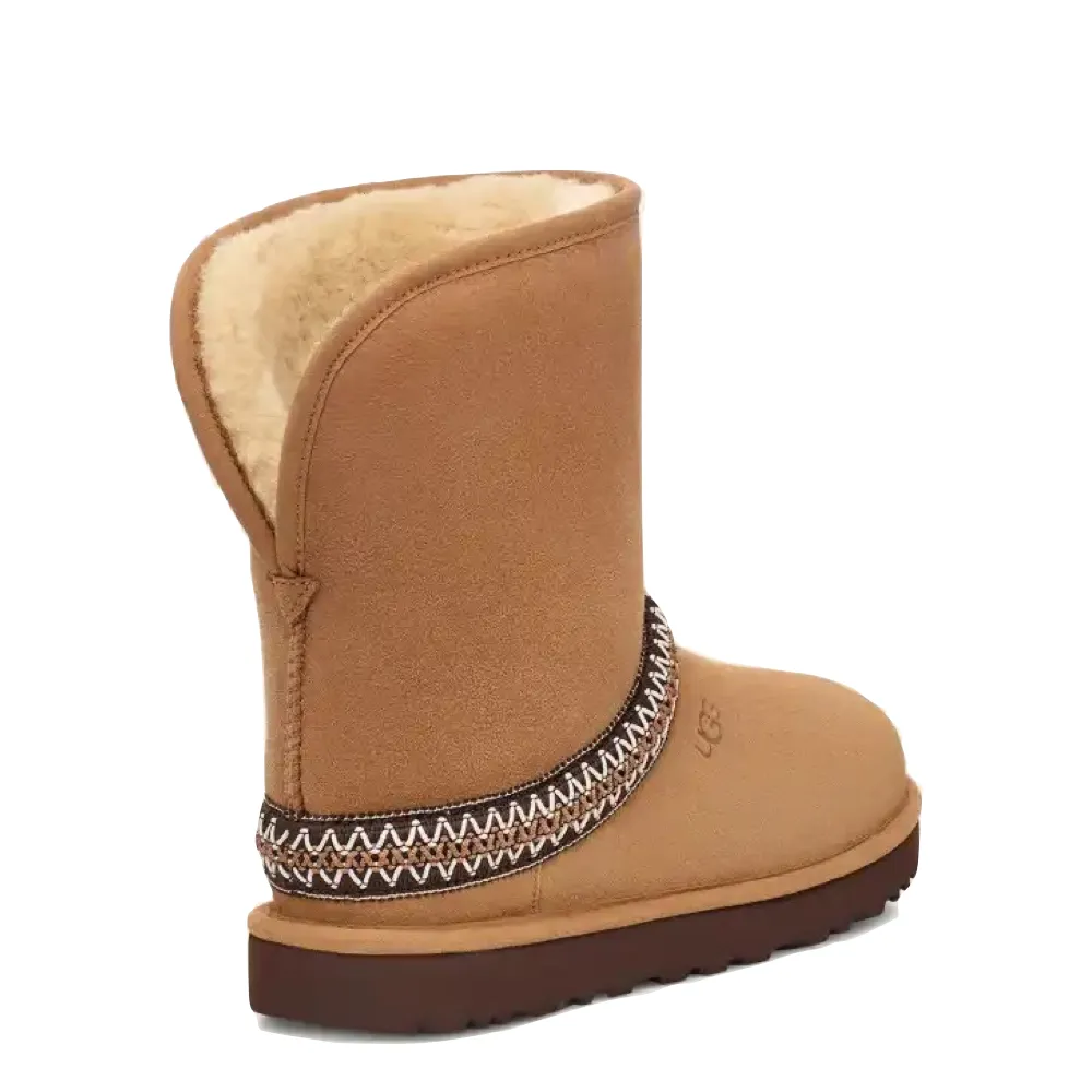 UGG Women's Classic Short Crescent Sheepskin Boot in Chestnut