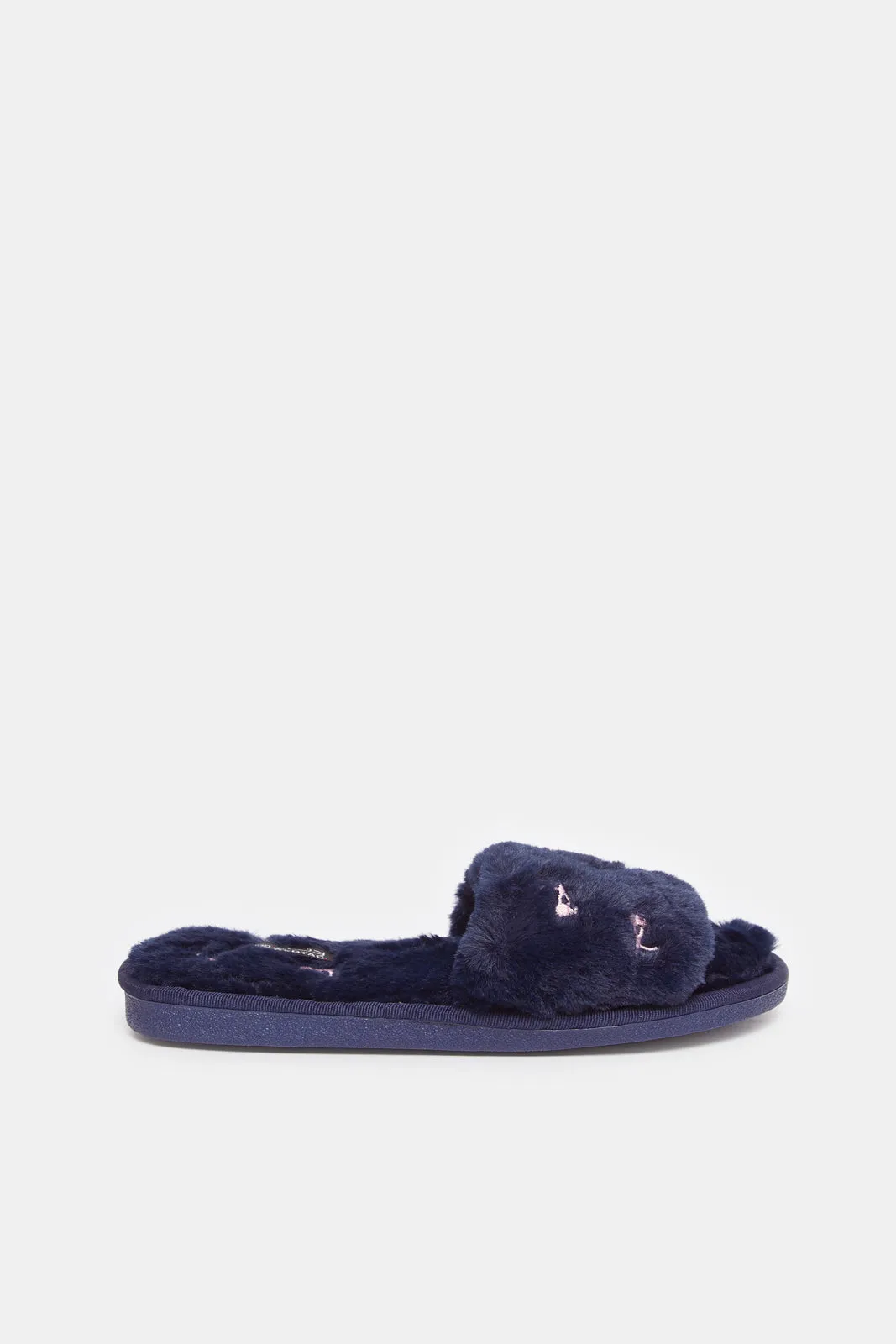 Women Navy Slipper With Embroidery